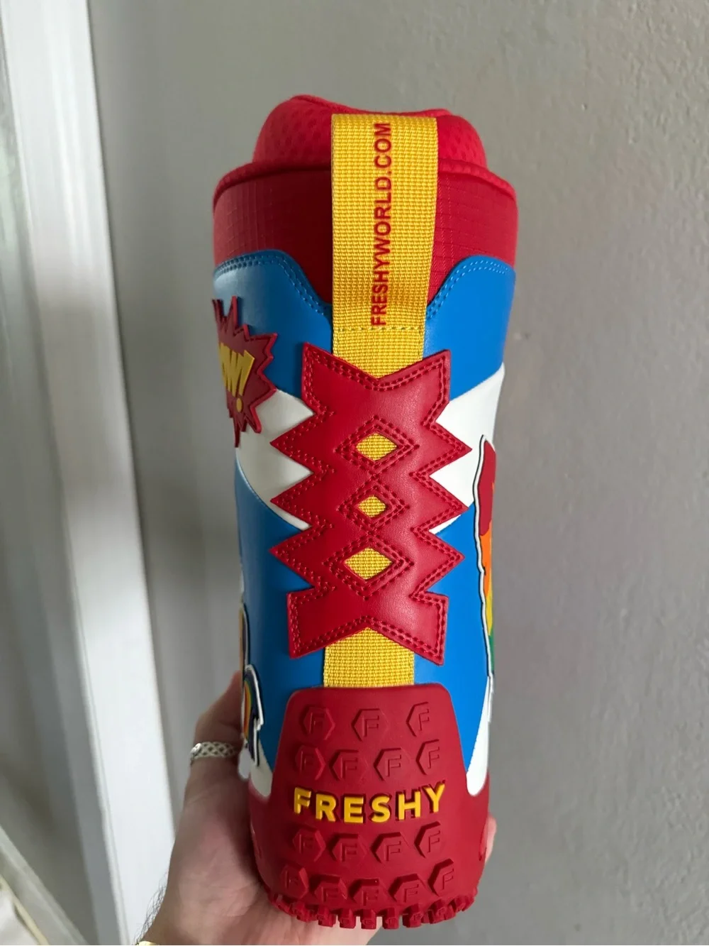 freshyworld Red Blue White Comic-Style Rain & Snow Boots